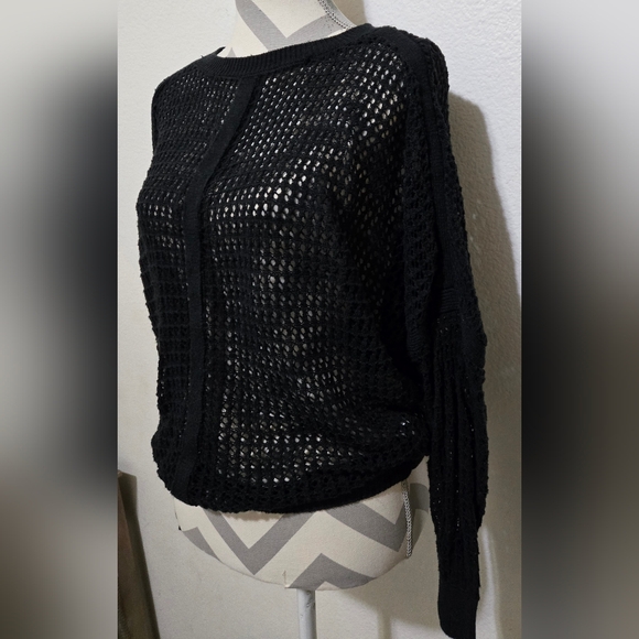 prAna Black Sharla Sweater Open Knit Long Sleeve Size Medium - Picture 3 of 11